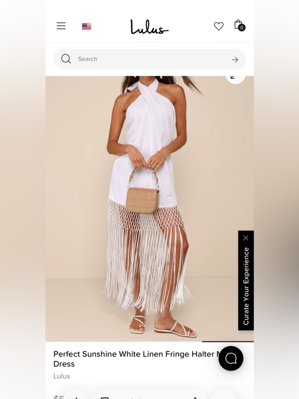 ✨NWT!! Lulus Perfect Sunshine White Linen Fringe Halter Maxi Dress - Women’s